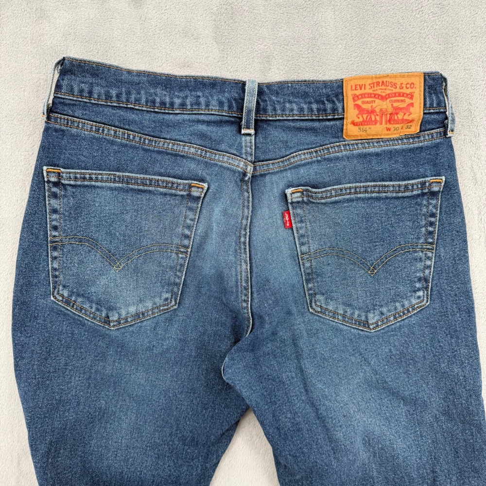 Levis 514 Mens Straight Fit Jeans Dark Wash Straight Leg Size W30 L32 - Picture 14 of 16
